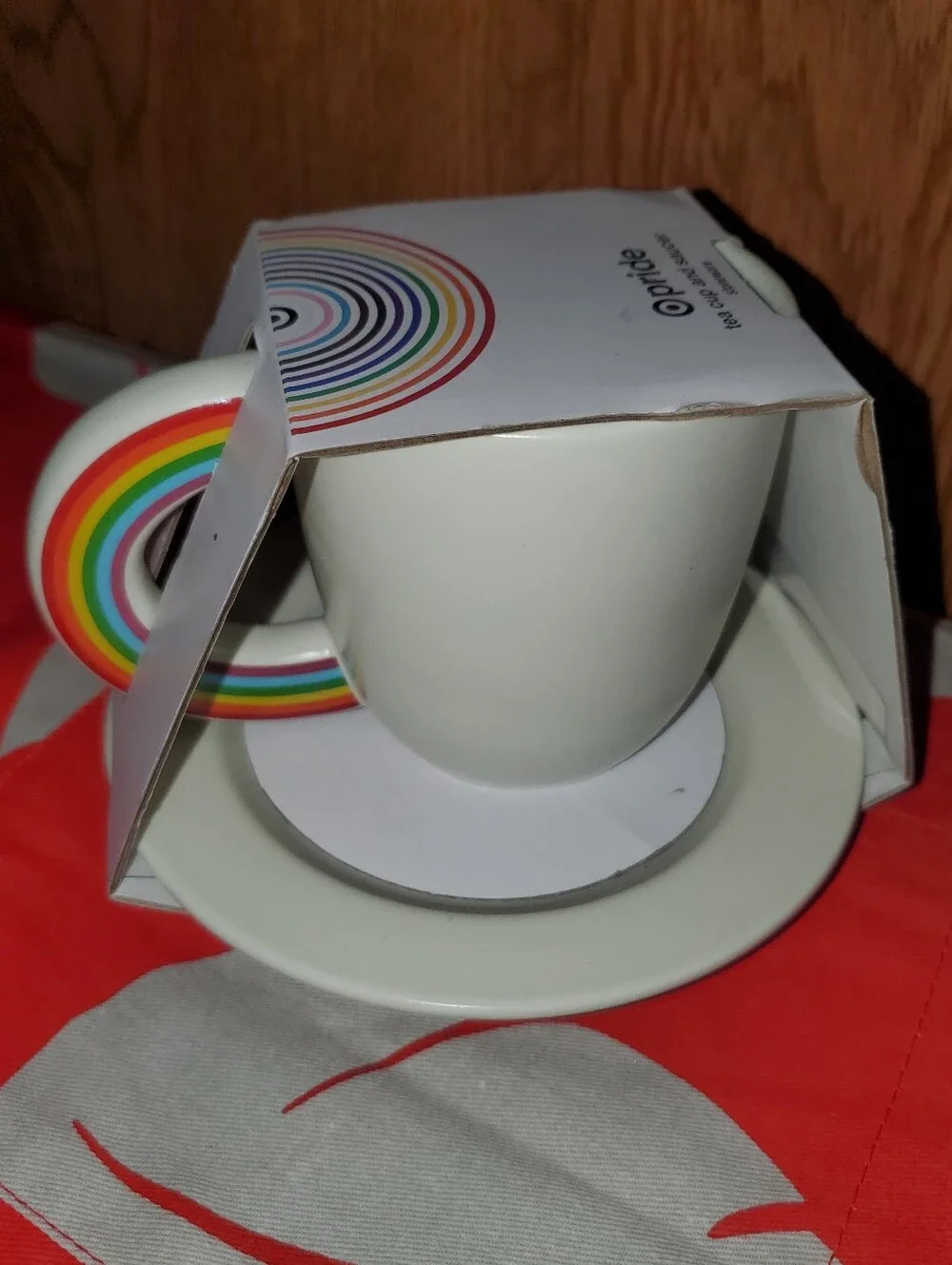 NWT Target Pride 2025 Rainbow Tea Cup and Saucer Plate Stoneware Set - Off White